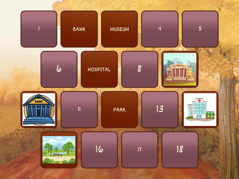 PLACES IN TOWN. BEGINNERS+ - Matching pairs