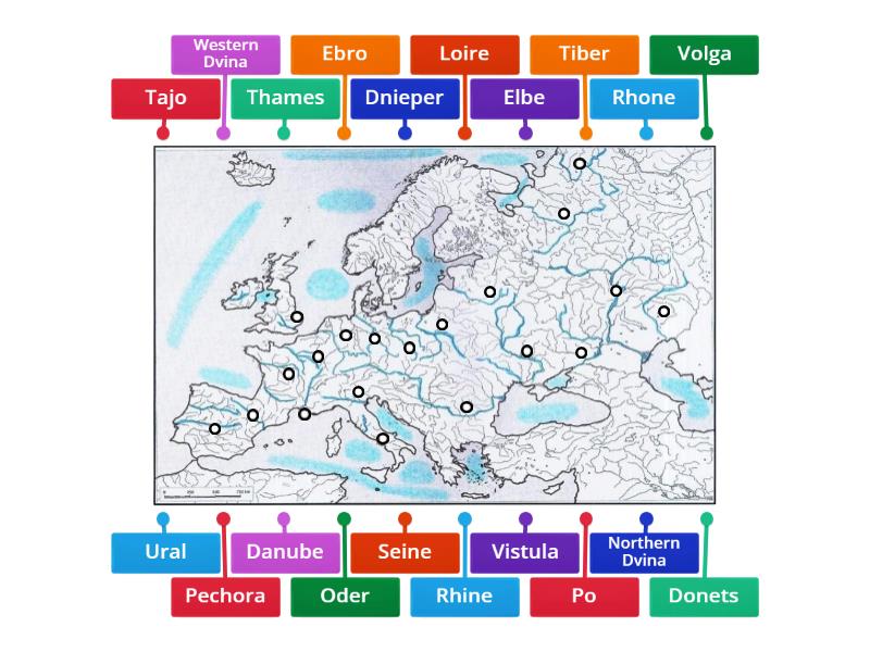 Rivers of Europe - game - Labelled diagram