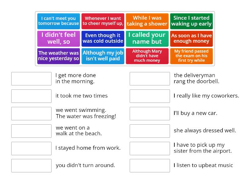 Coordinating Conjunctions Sentence Halves - Match Up