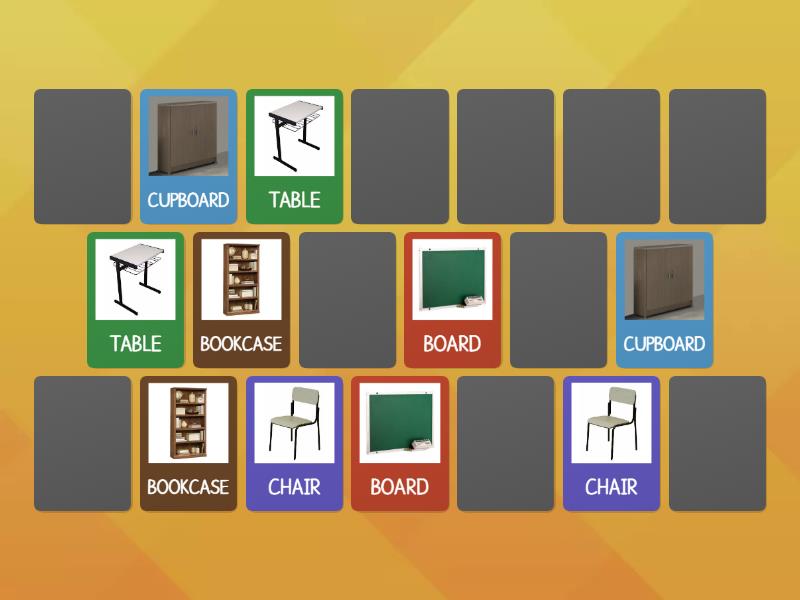 Memory game school supplies matching pairs
