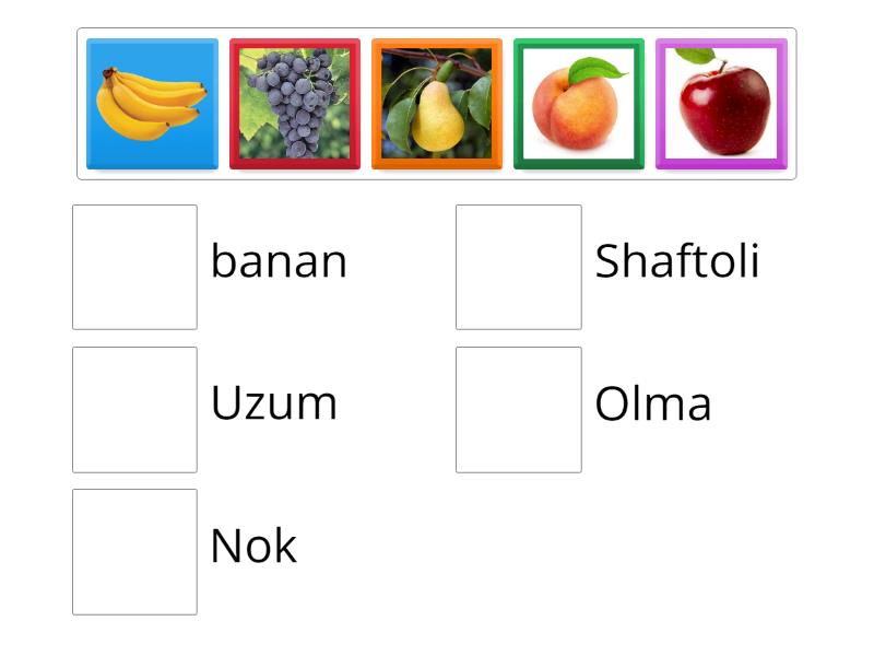 Mevalarni toping - Match up