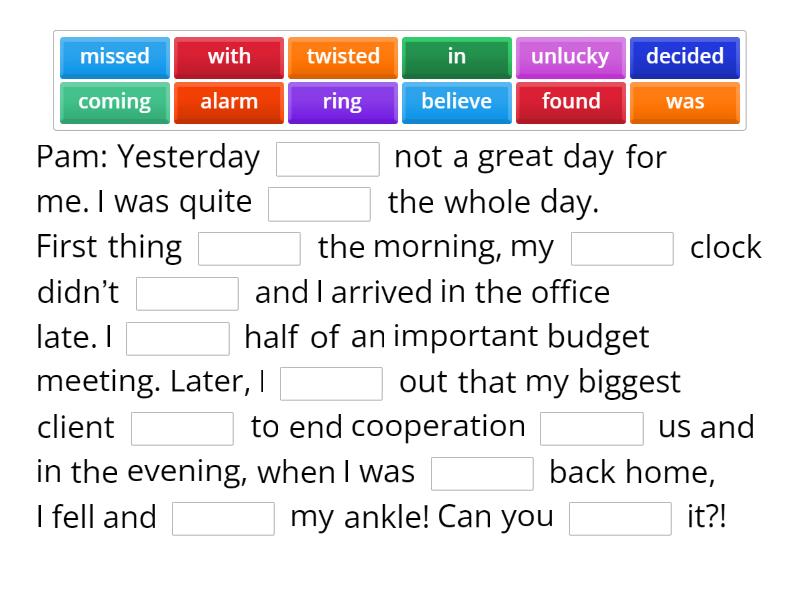 past simple - A2 (2) - Complete the sentence