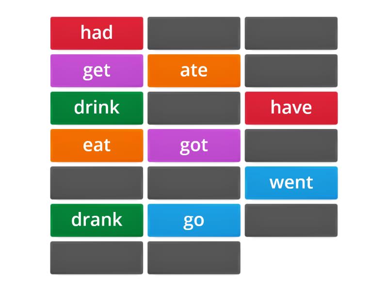 Past Simple Mem Game Matching Pairs