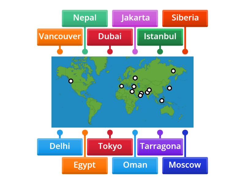 Label the Map - We will visit these places in this unit - Labelled diagram