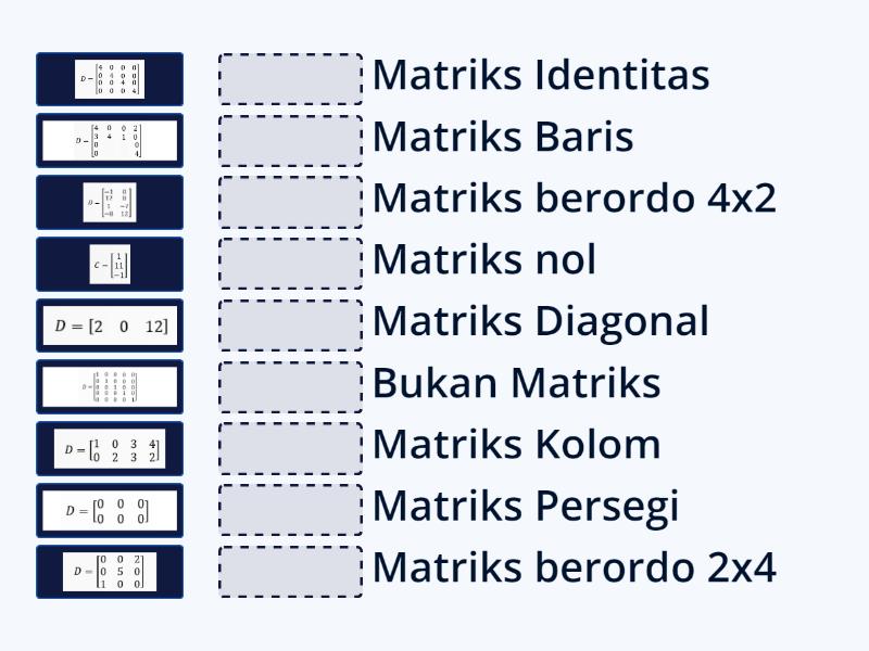 Jenis Matriks (pilih yang paling sesuai ya nak 殺) - Match up