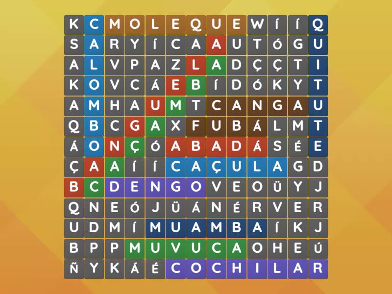 Palavras De Origem Africana Wordsearch