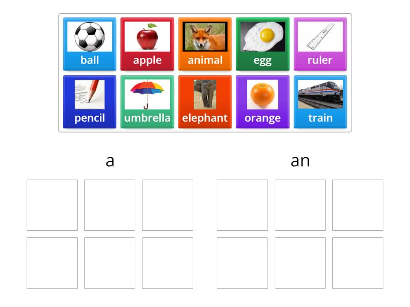 articles (a, an) - Group sort