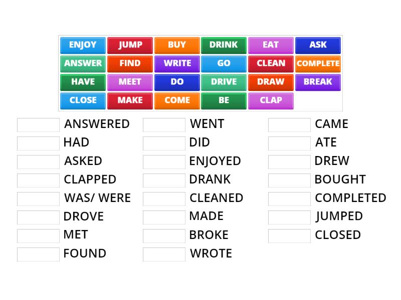 PAST SIMPLE Regular and Irregular verbs - Match up