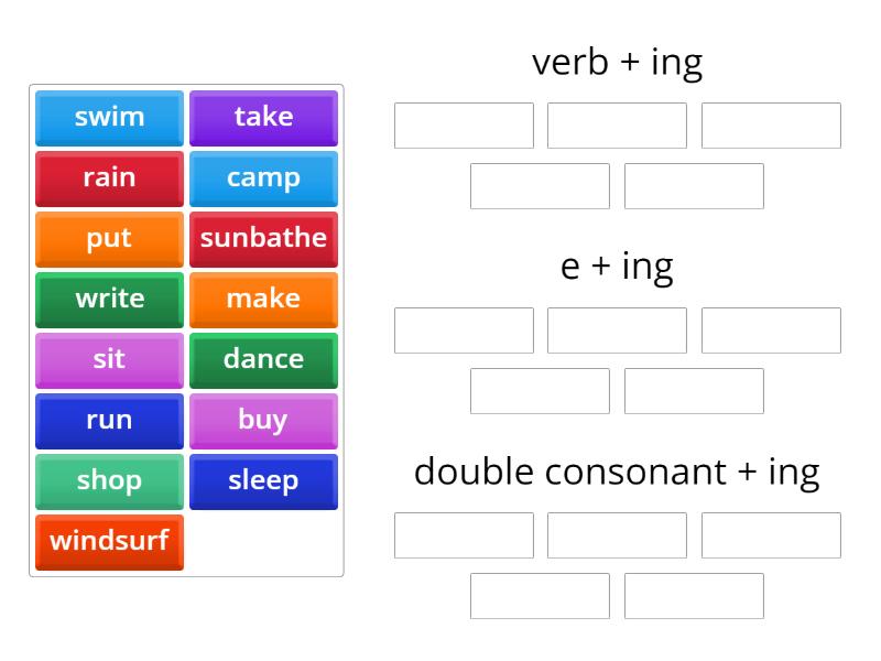 Present Continuous - Spelling rules - Group sort