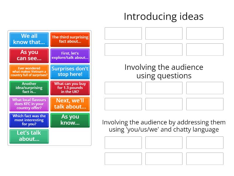 Giving a presentation - Group sort