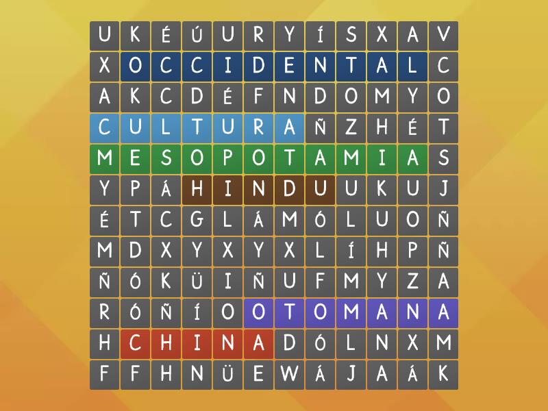 Culturas Prehispanicas Wordsearch