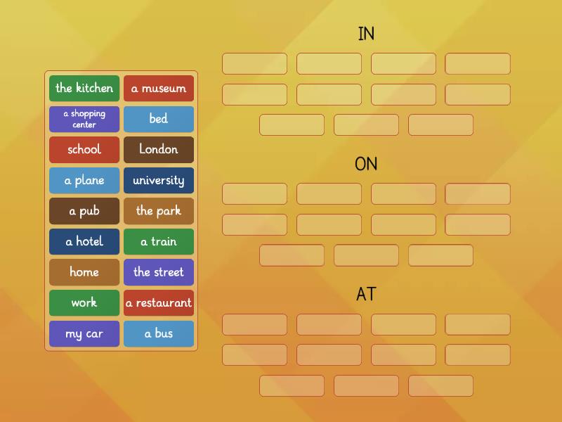 EF Beginner 10 B Prepositions Sort - Group Sort