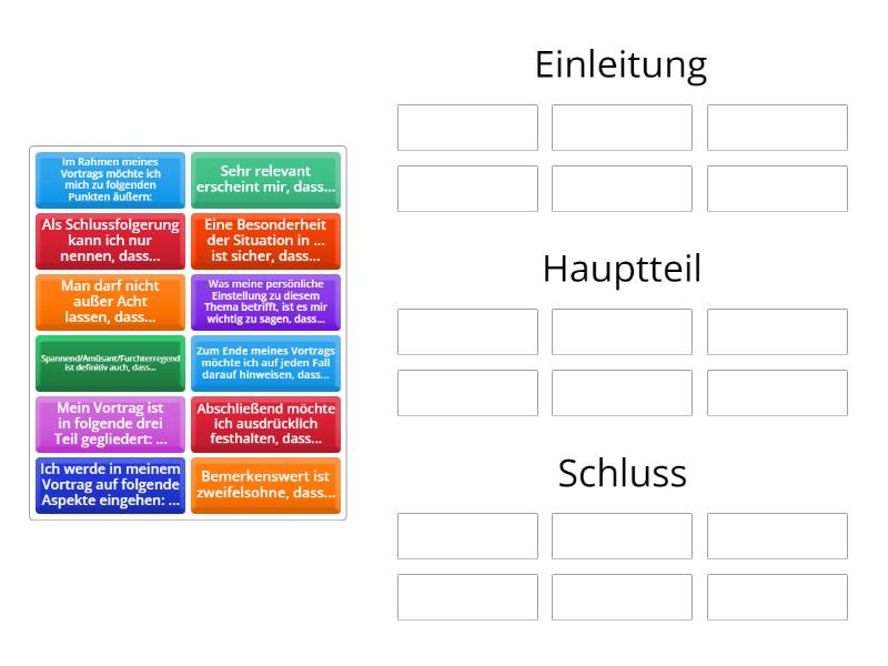Redemittel mündlicher Vortrag C1 - Die richtige Gruppe