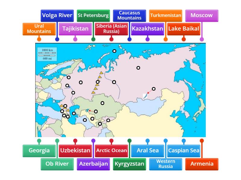 Russia and Central Asia Map - Labelled diagram