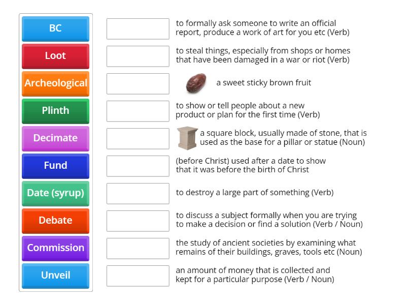 Vocab for listening Match up