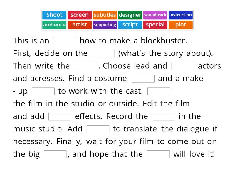 Brainy 7 unit 1 - film vocabulary - Missing word