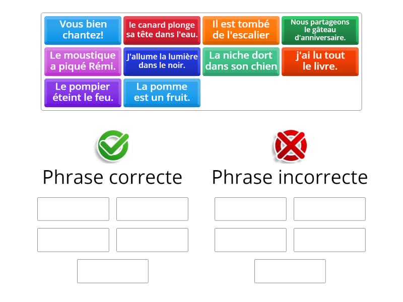 J&A - Phrase correcte ou incorrecte? - Group sort
