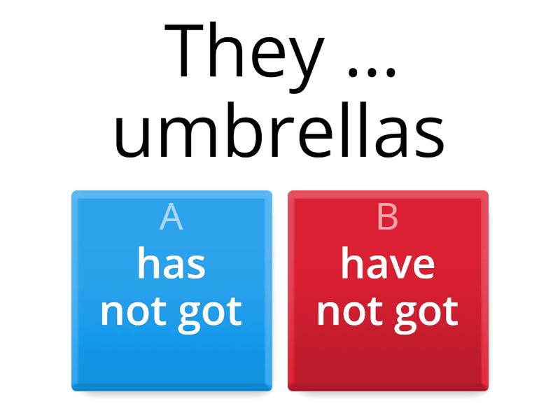 Negative- have/has not got - Quiz