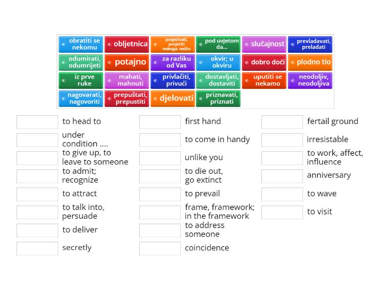 Unit 19, Day 1, 2, 3 vocabulary - Match up