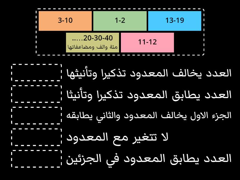 العدد والمعدود - Match up