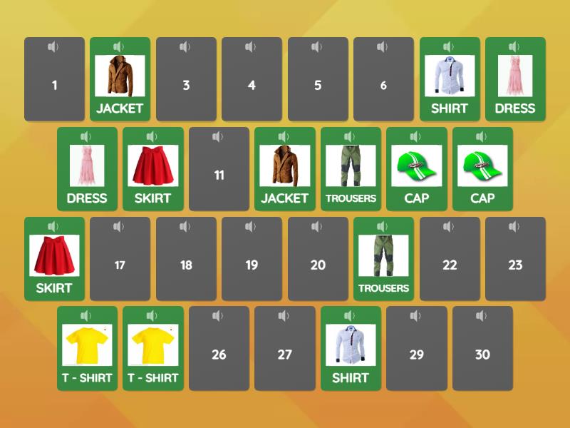 KB1 Unit 8 Clothes - Matching pairs