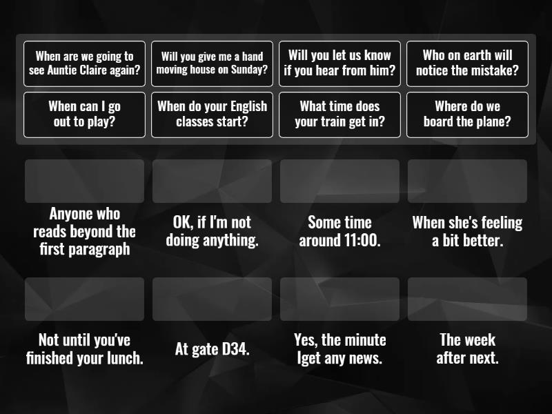 Match questions with answers - Match up