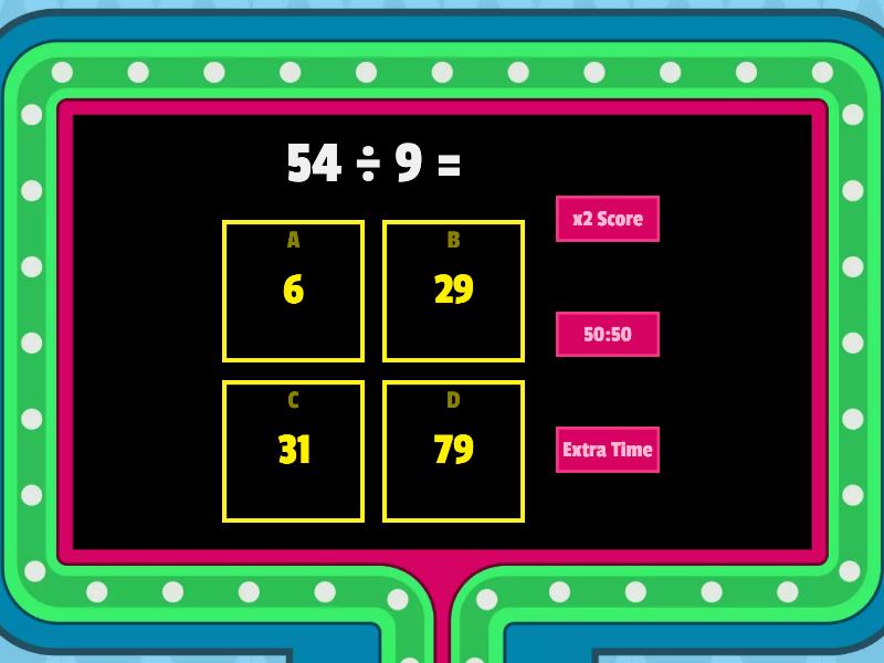 Division Table of 9 - Gameshow quiz