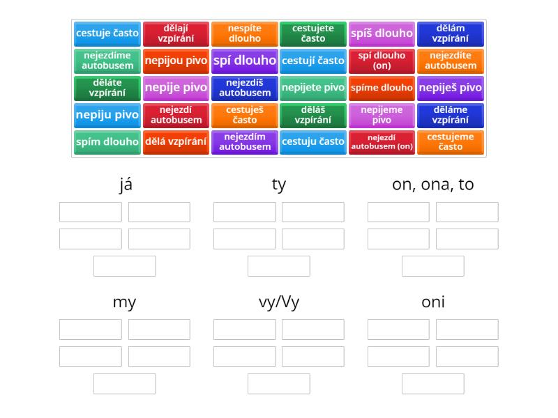 Konjugace Verbum 1 - Group sort