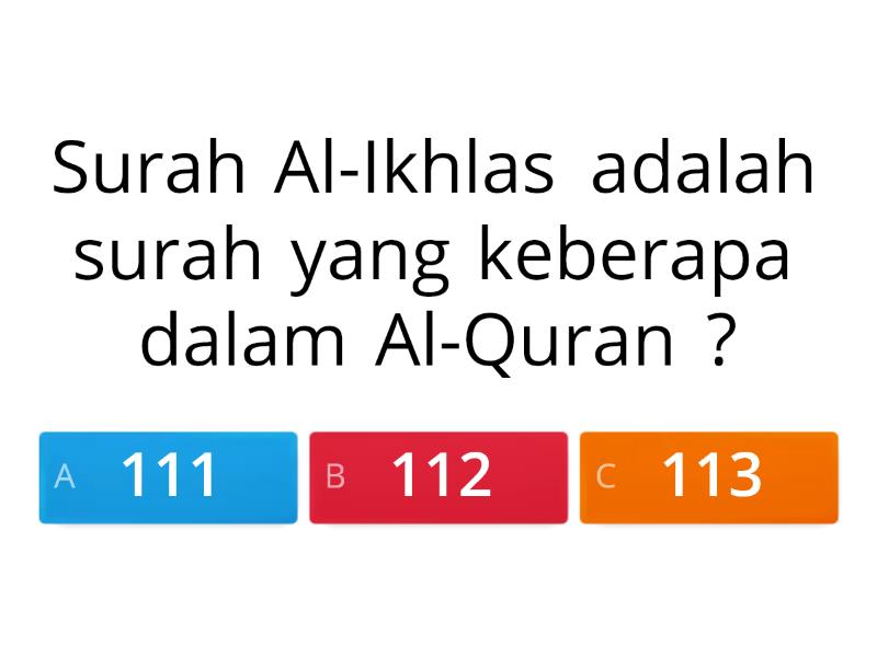 Hafazan Surah Al-Ikhlas Pendidikan Islam Pra Sekolah - Quiz