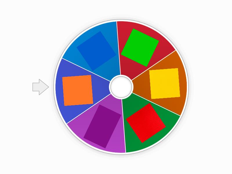 Colors 6 blue green yellow red purple orange Spin the wheel
