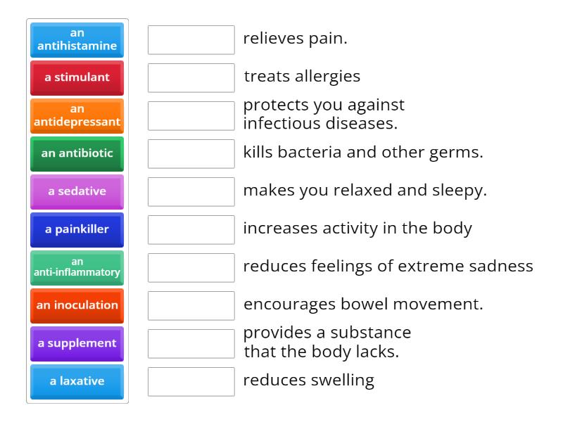 Types of medication - Match up