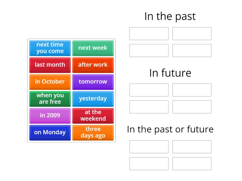 Put the phrases in the right group - Group sort