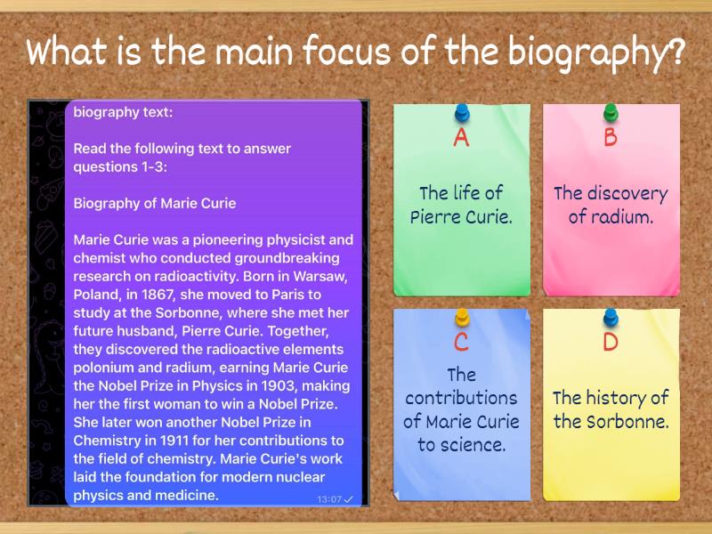 BIOGRAPHY TEXT - Quiz