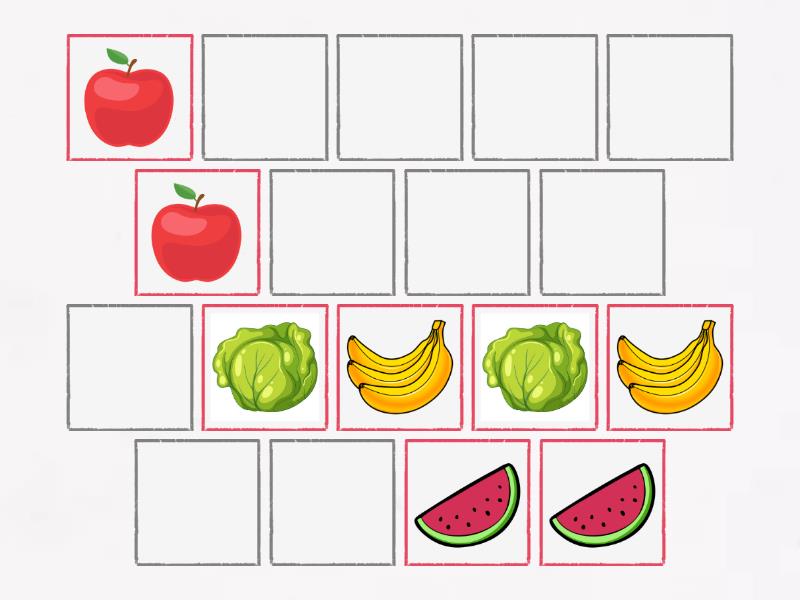 Fruits and vegetables - Memory - Matching pairs