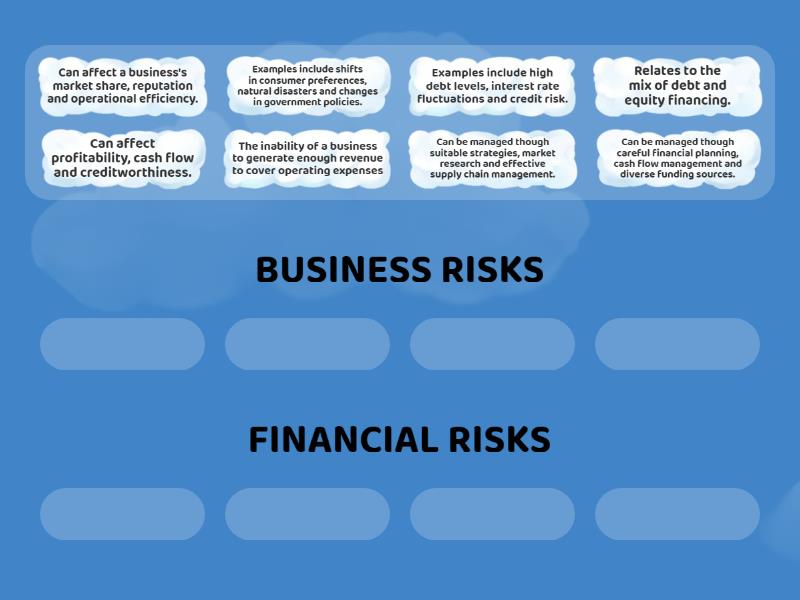 BUSINESS RISKS v FINANCIAL RISKS - Group sort