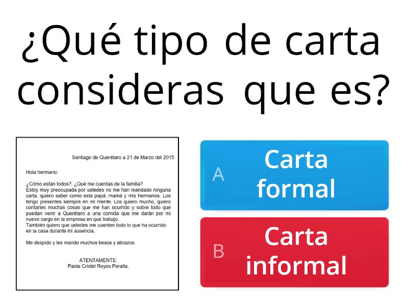 Cartas Formales E Informales Quiz 8923