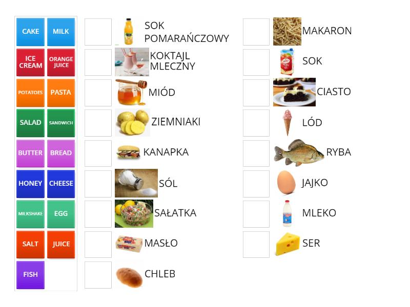 JEDZENIE I NAPOJE - Match up