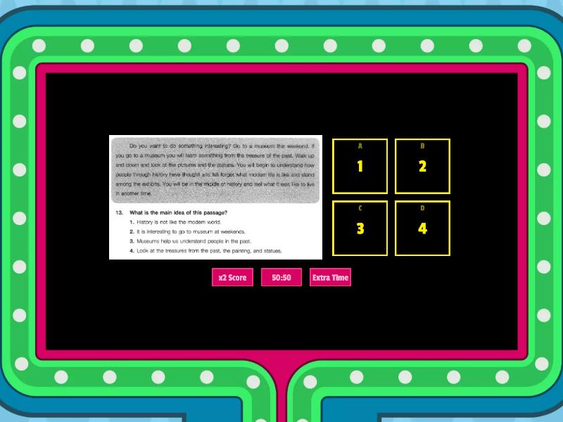 Reading Comprehension - Gameshow Quiz