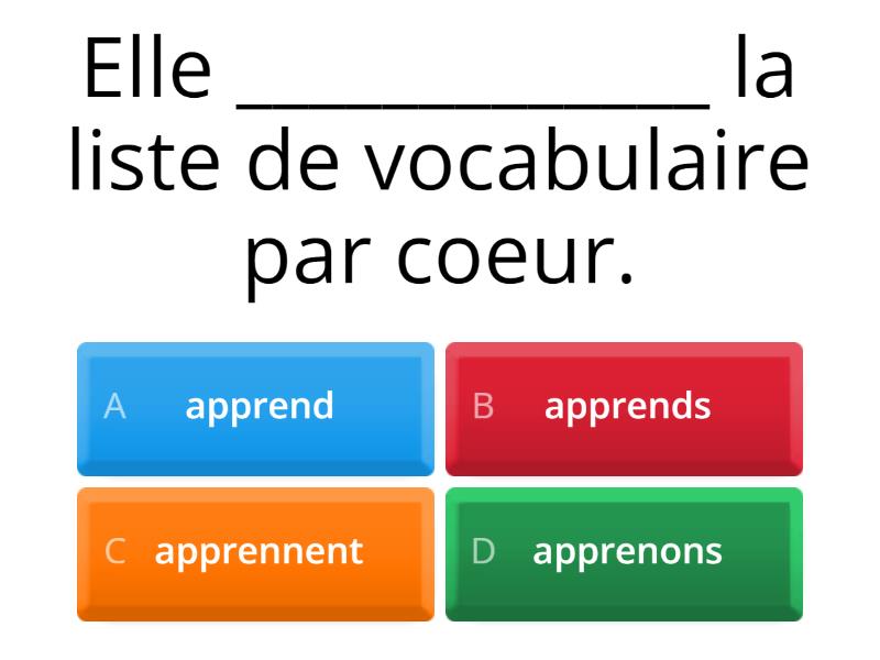 Prendre, Apprendre, Comprendre - Quiz