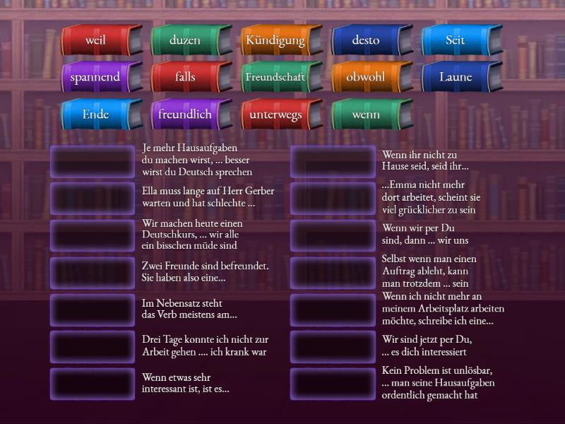 Grammatik & Wortschatz Spiel, Lektion 2 - Match up