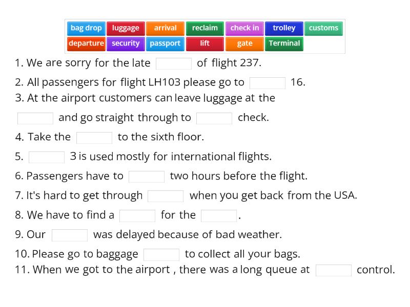 Airports (EF 4 Pre-Int 3A) - Completa la oración