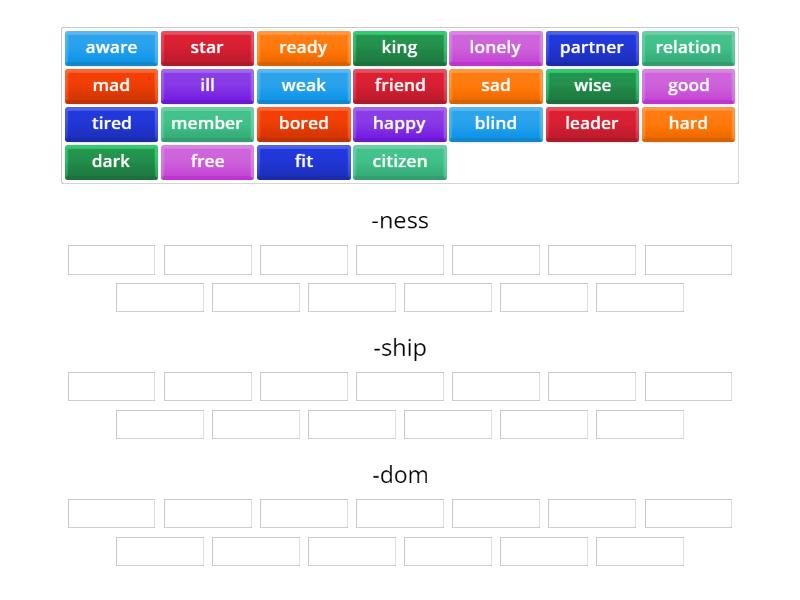 word-formation-b1-noun-suffixes-ness-ship-dom-group-sort