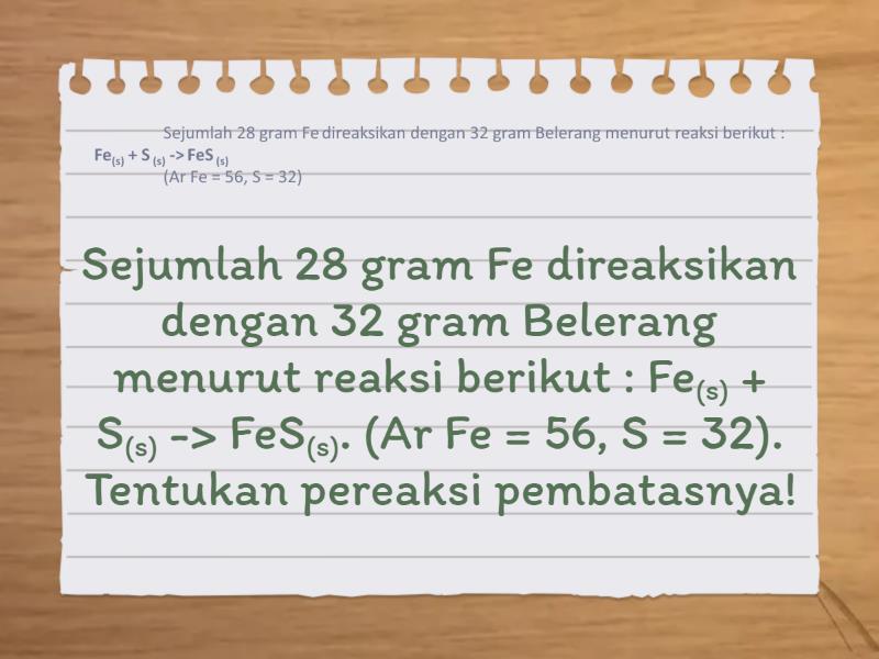 Latihan Soal Pereaksi Pembatas - Flash Cards