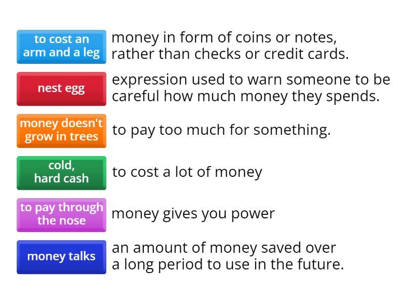 Expressions related to money - Unscramble