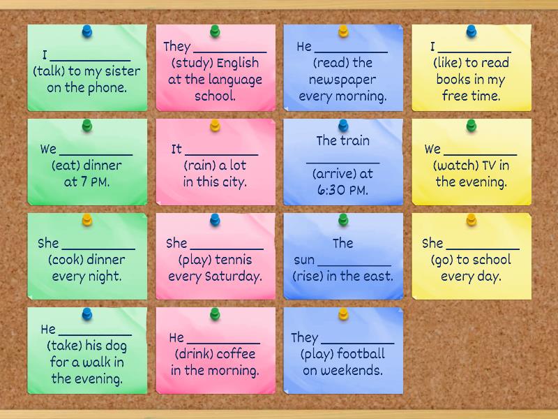 Fill in the blanks with the correct form of the verbs in the Present ...