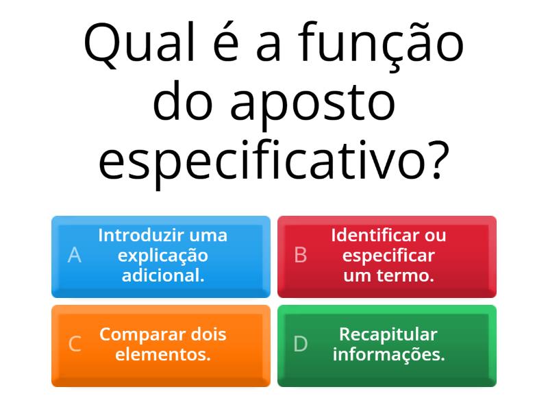 Atividade: Aposto e Vocativo - Quiz