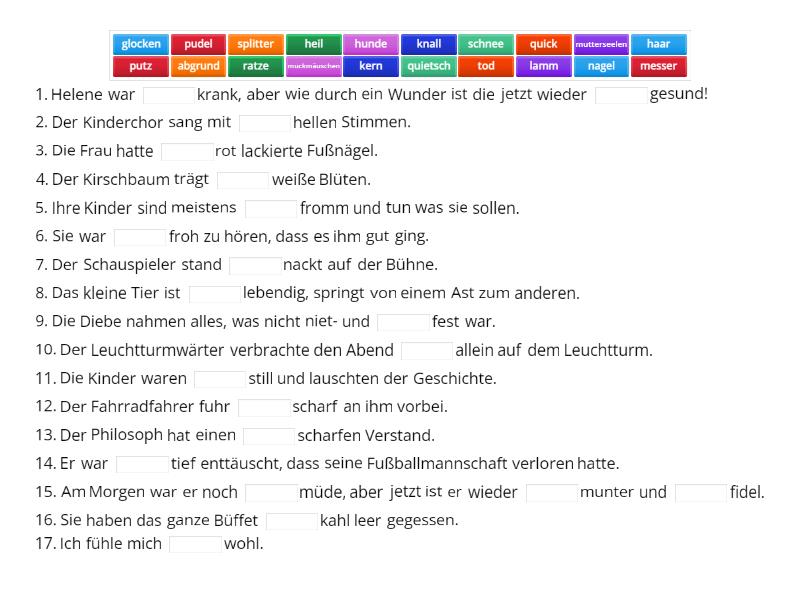lückentext Bildlich gesteigerte Adjektive 1 - Complete the sentence