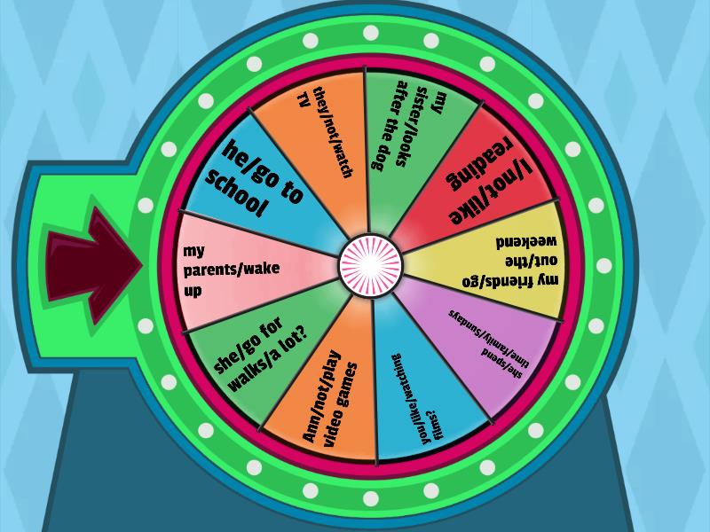 present simple - Spin the wheel