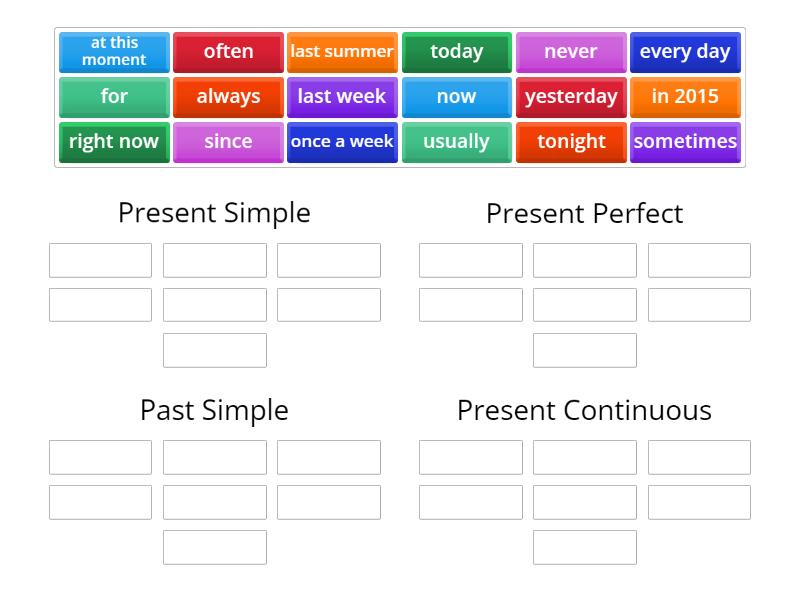 Tense markers - Group sort
