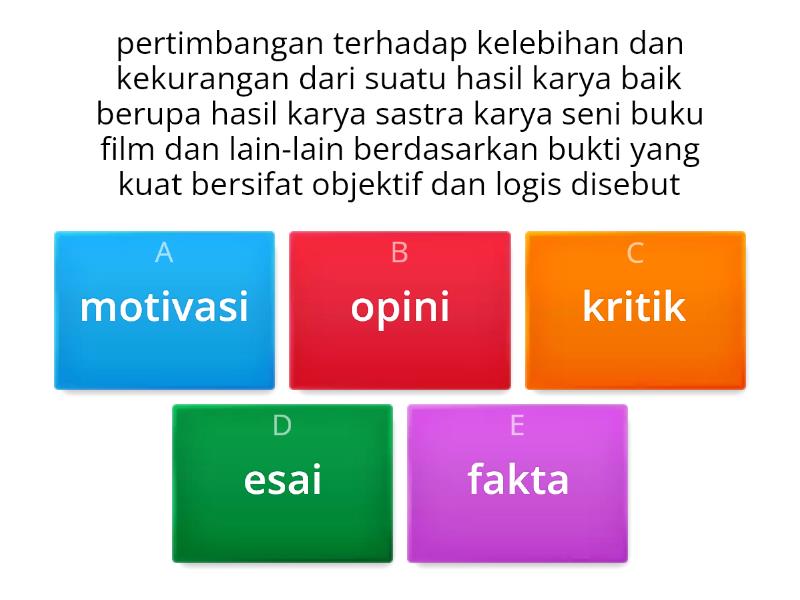 Kritik Dan Esai - Quiz